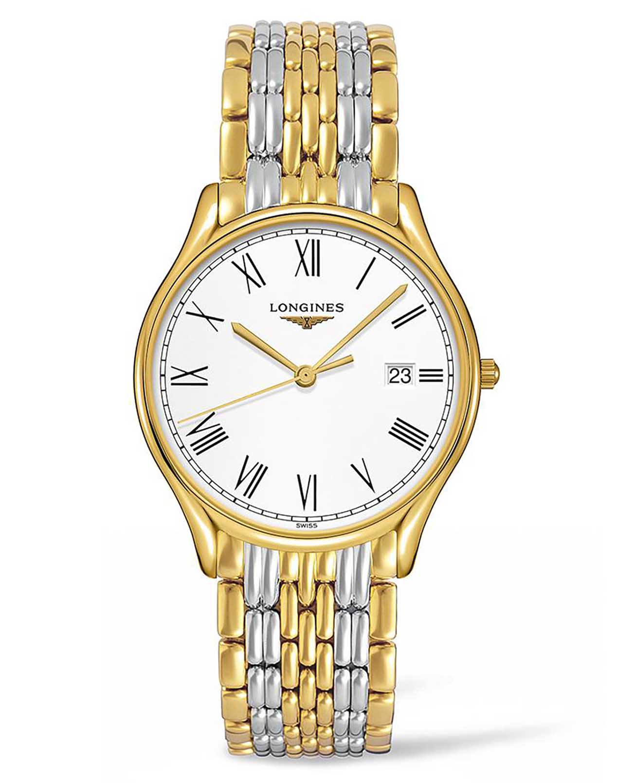 Longines Longines Lyre L4.859.2.11.7  L48592117 кварцевые женские часы белый циферблат, браслет сталь c pvd покрытием — вид спереди
